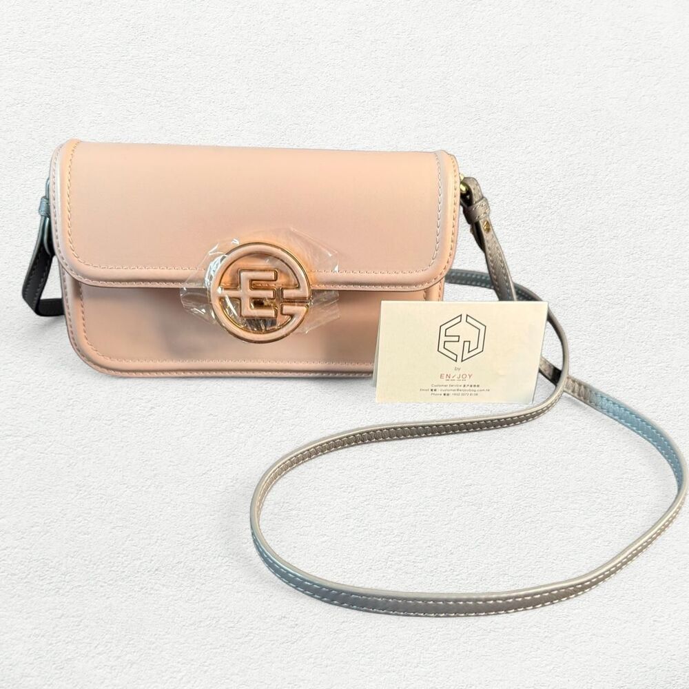 NWT Leather ENJOY Gabine Mini Bag Pink, Cream, & Gray Crossbody Hong Kong Luxury